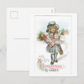 Oude kerst, meisje feestdagenkaart (Voorkant / Achterkant)