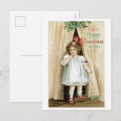 Oude kerst, meisje feestdagenkaart (Voorkant / Achterkant)