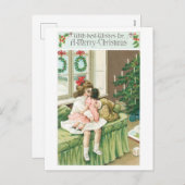 Oude kerst, meisje feestdagenkaart (Voorkant / Achterkant)