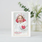 Oude kerst, meisje feestdagenkaart (Staand voorkant)