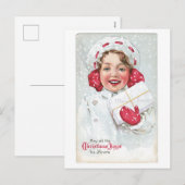Oude kerst, meisje feestdagenkaart (Voorkant / Achterkant)