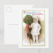 Oude kerst, meisje feestdagenkaart (Voorkant / Achterkant)