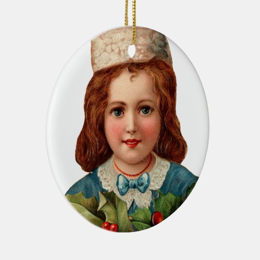 Oude kerst, meisje keramisch ornament (Rechts)