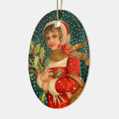 Oude kerst, meisje keramisch ornament (Links)