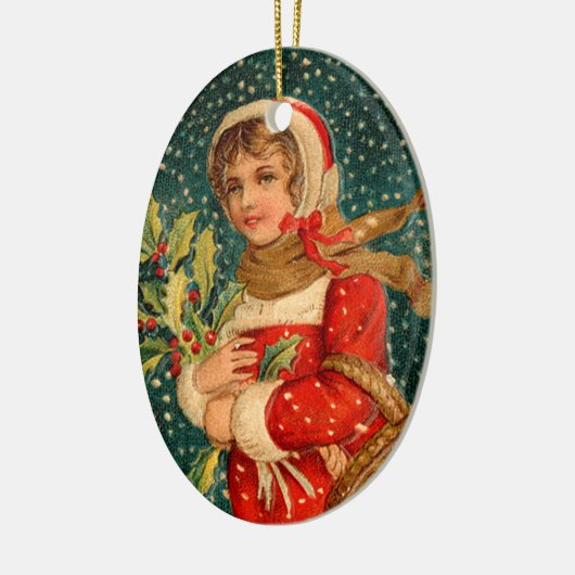 Oude kerst, meisje keramisch ornament (Links)