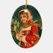 Oude kerst, meisje keramisch ornament (Voorkant)