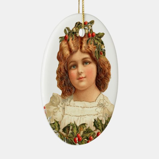 Oude kerst, meisje keramisch ornament (Rechts)