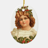 Oude kerst, meisje keramisch ornament (Voorkant)