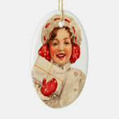 Oude kerst, meisje keramisch ornament (Rechts)