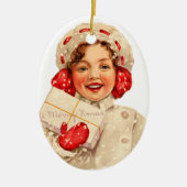 Oude kerst, meisje keramisch ornament (Voorkant)