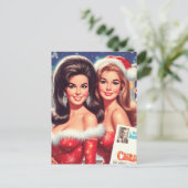 Oude Kerst Meisjes Briefkaart (Staand voorkant)