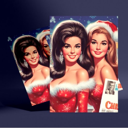 Oude Kerst Meisjes Briefkaart