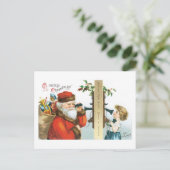 Oude kerst, meisjes noemen de Kerstman Feestdagenkaart (Staand voorkant)