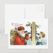 Oude kerst, meisjes noemen de Kerstman Feestdagenkaart (Voorkant / Achterkant)