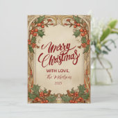 Oude Kerst met Hulstbessen Feestdagenkaart (Staand voorkant)