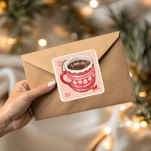 Oude Kerst met Warme Chocolade Vierkante Sticker