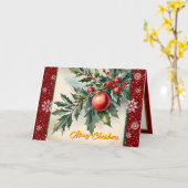 Oude Kerst Mooie Feestelijke Collectie Kaart (Gele Bloem)