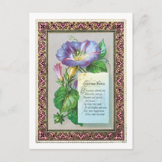 Oude kerst, morende glorie feestdagenkaart (Voorkant)