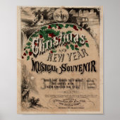 Oude kerst muziek poster oude typografie (Voorkant)