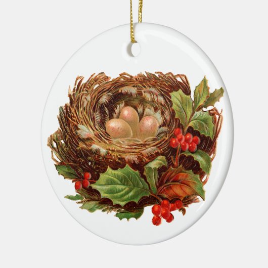 Oude kerst, nest keramisch ornament (Links)