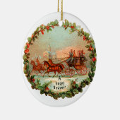 Oude kerst, nieuw jaar, coach keramisch ornament (Rechts)