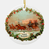 Oude kerst, nieuw jaar, coach keramisch ornament (Voorkant)