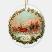 Oude kerst, nieuw jaar, coach keramisch ornament (Links)