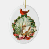 Oude kerst, nieuw jaar, Robin Keramisch Ornament (Rechts)