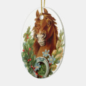 Oude kerst, paard keramisch ornament (Links)