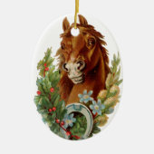 Oude kerst, paard keramisch ornament (Voorkant)