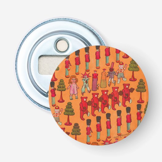 Oude Kerst Parade 1907 Puck Magazine Button Flesopener (Voorkant)