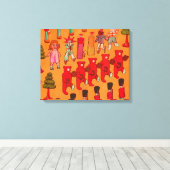 Oude Kerst Parade 1907 Puck Magazine Canvas Afdruk (Insitu (Houten vloer))