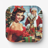 Oude Kerst Pin-up Papieren Bordje (Voorkant)