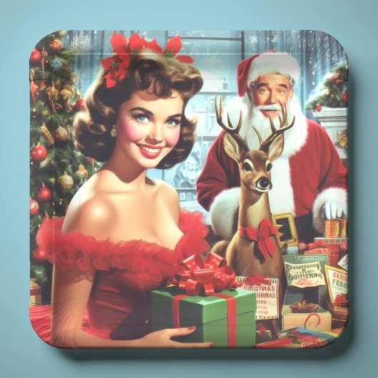 Oude Kerst Pin-up Papieren Bordje