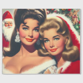 Oude Kerst Pin-ups Cadeaupapier (Vlak)