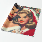 Oude Kerst Pin-ups Cadeaupapier (Uitgerold)