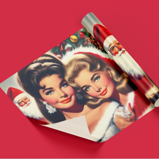 Oude Kerst Pin-ups Cadeaupapier