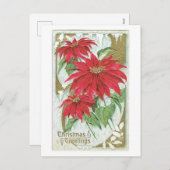 Oude kerst, Poinsettia Feestdagenkaart (Voorkant / Achterkant)