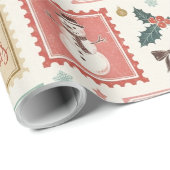 Oude Kerst Postzegel Patroon Cadeaupapier (Rol Hoek)