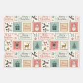 Oude Kerst Postzegel Patroon Inpakpapier Vel (Voorkant 3)
