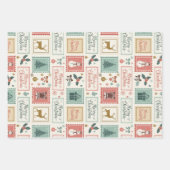 Oude Kerst Postzegel Patroon Inpakpapier Vel (Voorkant)