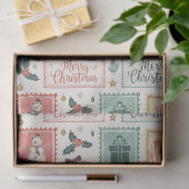 Oude Kerst Postzegel Patroon Tissuepapier (Geschenk)