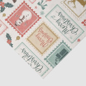 Oude Kerst Postzegel Patroon Tissuepapier (Detail)