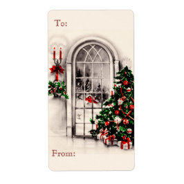 Oude kerst raam schets cadeaukaart stickers
