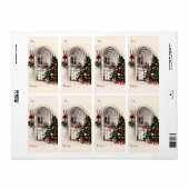 Oude kerst raam schets cadeaukaart stickers (Full Sheet)