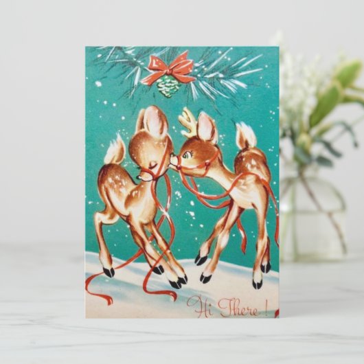 Oude Kerst Rendier Liefde Feestdagenkaart (Staand voorkant)