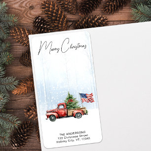 Oude Kerst Rode Truck Retouradres Etiket