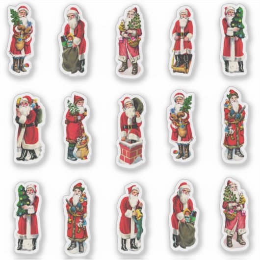 Oude kerst Santa-enveloppeelzegelset Sticker (Voorkant)