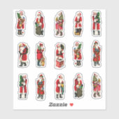 Oude kerst Santa-enveloppeelzegelset Sticker (Vel)