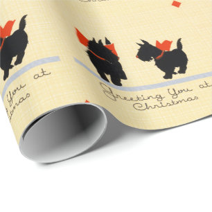 Oude Kerst Schotse Terriër Hond Cadeaupapier